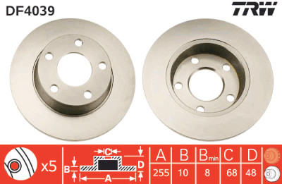 Set di (2) dischi freno TRW DF4039