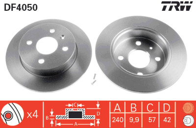 Set di (2) dischi freno TRW DF4050