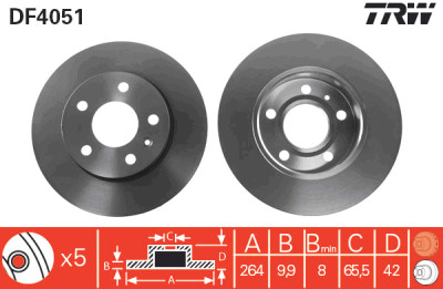 Set di (2) dischi freno TRW DF4051
