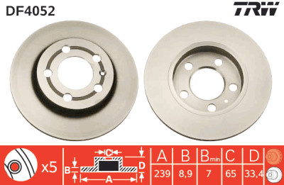 Set di (2) dischi freno TRW DF4052