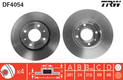 Set di (2) dischi freno TRW DF4054