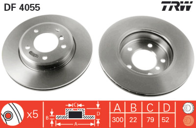 Set di (2) dischi freno TRW DF4055