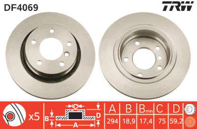 Set di (2) dischi freno TRW DF4069