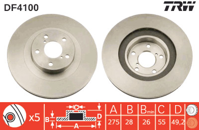 Set di (2) dischi freno TRW DF4100