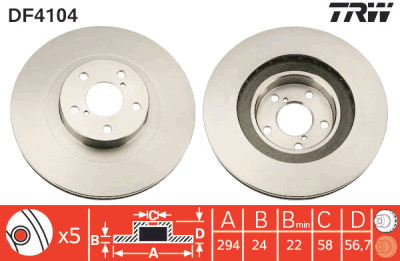 Set di (2) dischi freno TRW DF4104