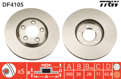 Set di (2) dischi freno TRW DF4105