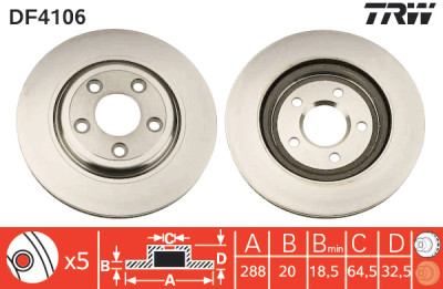 Set di (2) dischi freno TRW DF4106