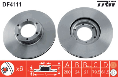 Set di (2) dischi freno TRW DF4111