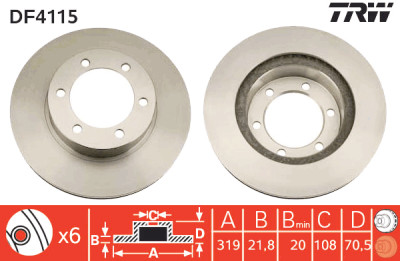 Set di (2) dischi freno TRW DF4115