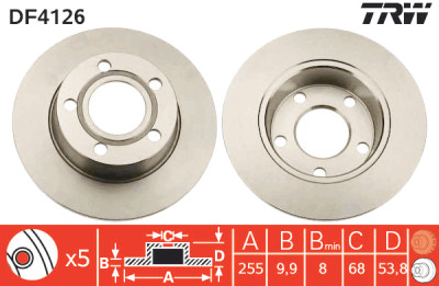 Set di (2) dischi freno TRW DF4126