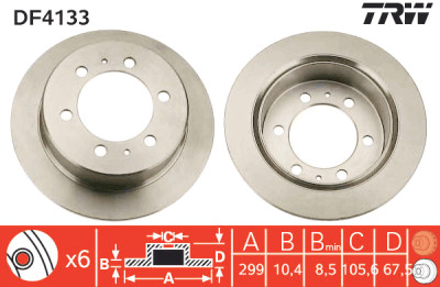 Set di (2) dischi freno TRW DF4133