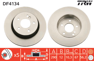 Set di (2) dischi freno TRW DF4134