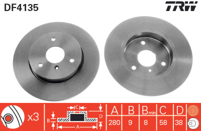 Set di (2) dischi freno TRW DF4135