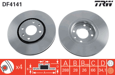 Set di (2) dischi freno TRW DF4141