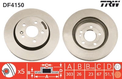 Set di (2) dischi freno TRW DF4150