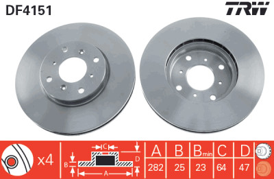 Set di (2) dischi freno TRW DF4151