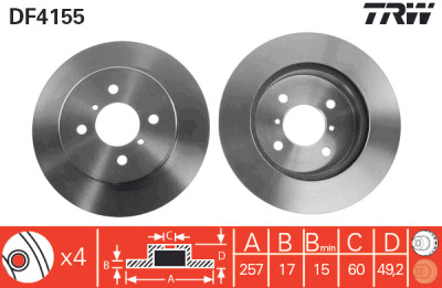 Set di (2) dischi freno TRW DF4155