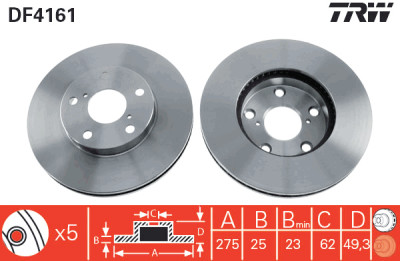 Set di (2) dischi freno TRW DF4161