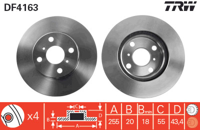 Set di (2) dischi freno TRW DF4163