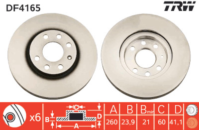 Set di (2) dischi freno TRW DF4165