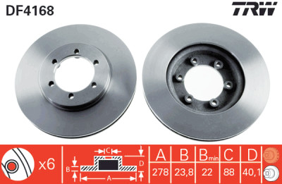 Set di (2) dischi freno TRW DF4168