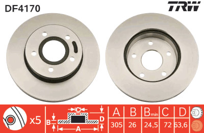 Set di (2) dischi freno TRW DF4170
