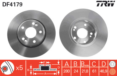 Set di (2) dischi freno TRW DF4179