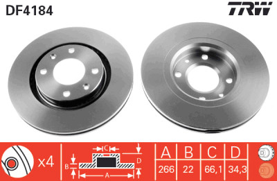 Set di (2) dischi freno TRW DF4184