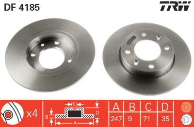 Set di (2) dischi freno TRW DF4185