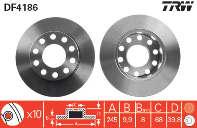 Set di (2) dischi freno TRW DF4186