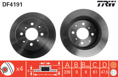 Set di (2) dischi freno TRW DF4191