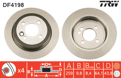 Set di (2) dischi freno TRW DF4198