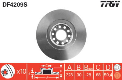 Disco freno TRW DF4209S