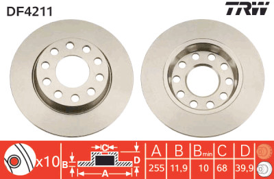 Set di (2) dischi freno TRW DF4211