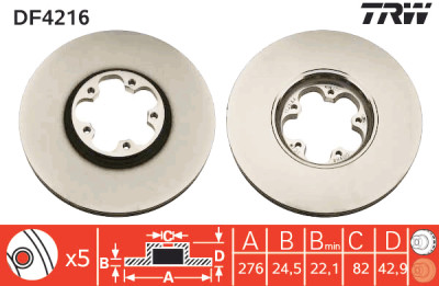 Set di (2) dischi freno TRW DF4216