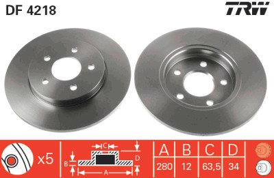 Set di (2) dischi freno TRW DF4218