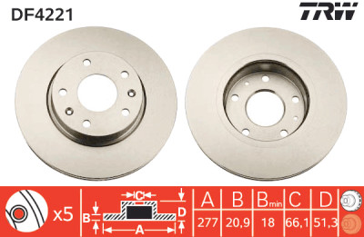 Set di (2) dischi freno TRW DF4221