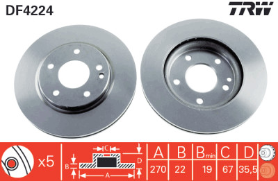 Set di (2) dischi freno TRW DF4224