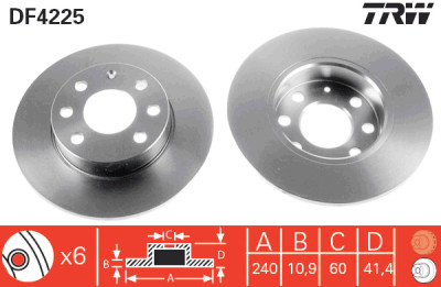 Set di (2) dischi freno TRW DF4225