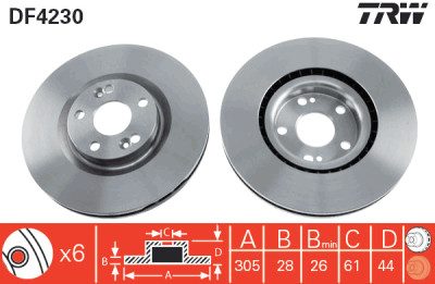 Set di (2) dischi freno TRW DF4230