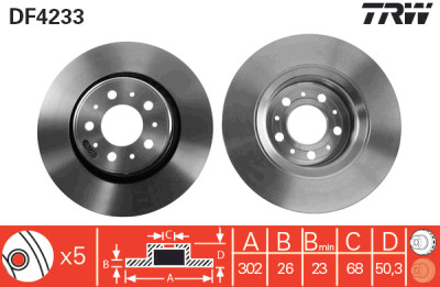 Set di (2) dischi freno TRW DF4233