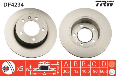 Set di (2) dischi freno TRW DF4234