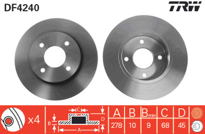 Set di (2) dischi freno TRW DF4240