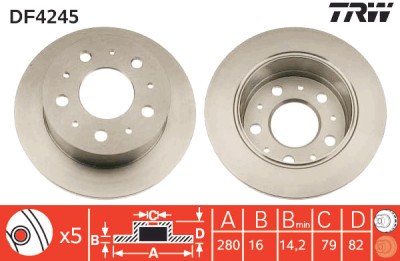 Set di (2) dischi freno TRW DF4245