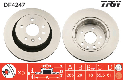 Set di (2) dischi freno TRW DF4247