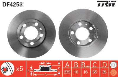 Set di (2) dischi freno TRW DF4253