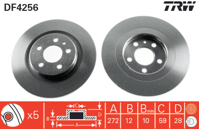 Set di (2) dischi freno TRW DF4256