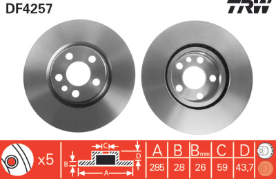 Set di (2) dischi freno TRW DF4257