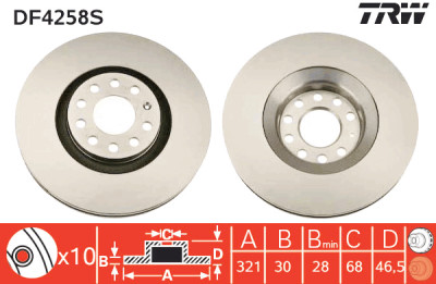 Disco freno TRW DF4258S