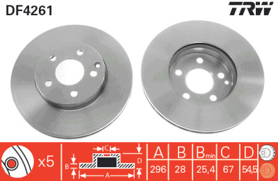 Set di (2) dischi freno TRW DF4261